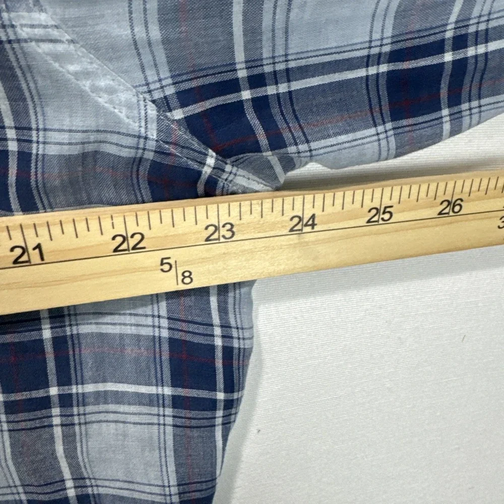 VTG Rare LEVIs Button Dress Shirt sz L Blue Madras Plaid 70 Light Korea Made - Picture 8 of 9